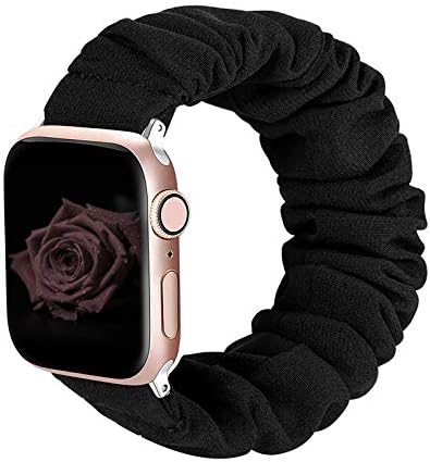 ALNBO ile Uyumlu apple saat bandı 38mm 40mm 41mm Yumuşak Çiçek Kumaş Elastik Scrunchies iWatch Bantları Apple Watch