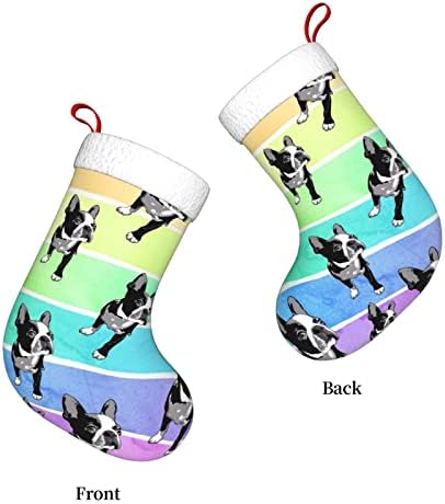 Cutedwarf Boston Terrier Noel Çorap Noel Tatil Süsler Şömine Asılı Çorap 18 İnç Çorap