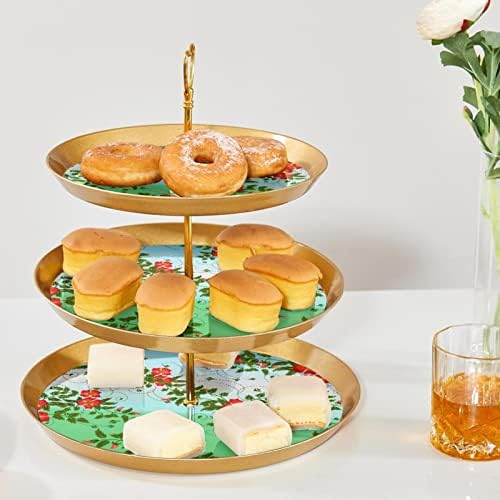 Altın Servis Tepsisi ile kek Standı, 3 Katmanlı Yuvarlak Cupcake Pasta Ekran Standı, Cupcake Tutucu Tatlı Ağacı Kulesi