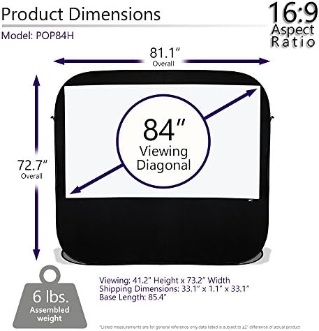 Elit Ekranlar Açılır Sinema 84 inç 16: 9 Taşınabilir Dış Mekan Hızlı Katlanır Projektör Ekranı Kendi Kendine Ayakta