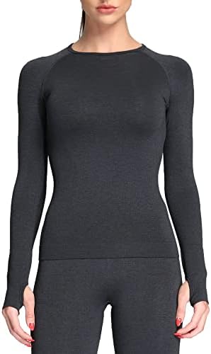 Aoxjox Egzersiz Uzun Kollu Gömlek Kadınlar için Sonbahar Egzersiz Gömlek Spor Yoga Koşu Dikişsiz Tee T-Shirt