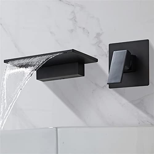 Banyo duvarına monte Şelale Bacalı Soğuk Sıcak Mikser Tek Kolu Musluk Küvet lavabo muslukları Siyah
