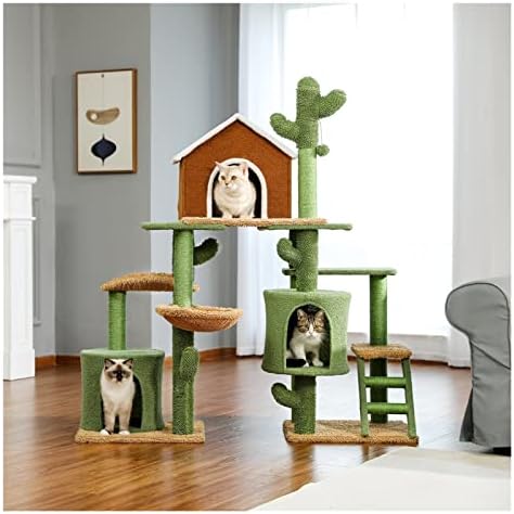FZZDP 3 in 1 Kedi Ağacı Kombinasyonu Kedi Kulesi tırmalama sütunu Sevimli Kaktüs Ev Mobilyaları Kınamak Yuva Pet