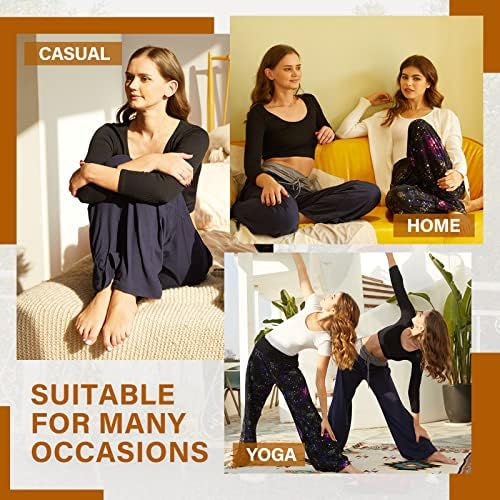 TNNZEET kadın Geniş Bacak Yoga Pantolon, Yüksek Belli Salonu Yumuşak Rahat Pantolon