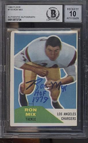 118 Ron Mıx RC HOF - 1960 Fleer Futbol Kartları (Yıldız) Dereceli BGS OTOMATİK 10-NFL İmzalı Futbol Kartları