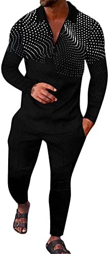 Oncjeys erkek Polo Eşofman Setleri Rahat Uzun Kollu 2 Parça Kıyafet Moda Koşu Eşofman