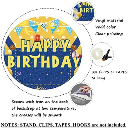 Sarı Mutlu Doğum Günü Zemin Karikatür Balon Bayrak Kovboy Muz Doğum Günü Fotoğraf Arka Plan Süslemeleri Çocuklar