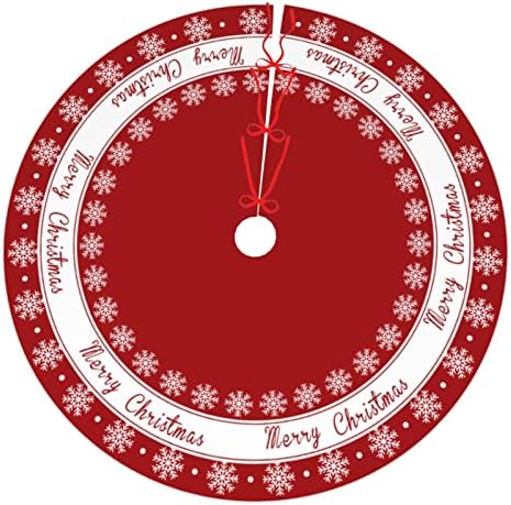 Kırmızı Noel Ağacı Etek 48 inç, beyaz Kar Tanesi Noel Ağacı Mat Süsler Tatil Partisi için Yeni Yıl Noel Süslemeleri