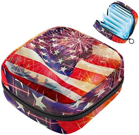 Temizlik peçeteleri saklama çantası, Dönem Çantası, Tampon Çantası, Makyaj Çantası, Bağımsızlık Günü Amerikan Bayrağı