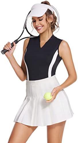 Pınspark kadın Kolsuz Golf polo gömlekler V Yaka Hızlı Kuru Tankı Üstleri Tenis Atletik Egzersiz Gömlek UPF 50 +