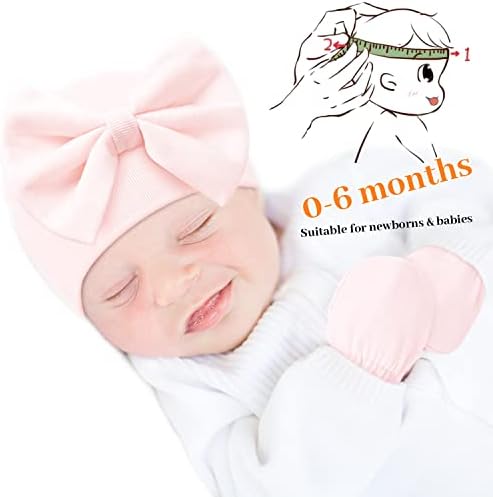 Yenidoğan Bere Şapka Eldiven Seti, Bebek Kız Bere İlkbahar Yaz Sonbahar Kış Şapka Yenidoğan Bebek Pamuk