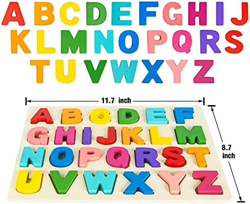 Alfabe Bulmaca ahşap yapbozlar Yeni Yürümeye Başlayan Çocuklar için 1 2 3 4 5 Yaşında, ABC Bulmaca Şekli Alfabe Öğrenme