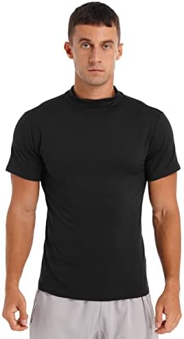 Aıslor erkek Temel Gömlek Tops Kısa Kollu Mock Boyun T-Shirt termal iç çamaşır Kazaklar Fanila
