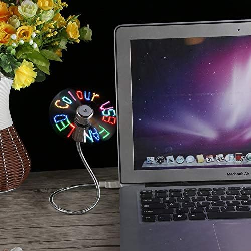 Yosoo USB şarj fanı ile ışık, esnek LED programlanabilir mesaj ekranı Mini RGB USB Fan PC dizüstü laptop için