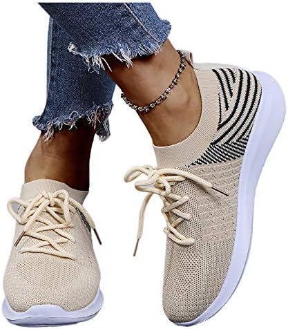 Masbird Sneakers Kadınlar için koşu ayakkabıları Kadın Örgü Nefes Dantel-Up Platformu yürüyüş ayakkabısı Atletik