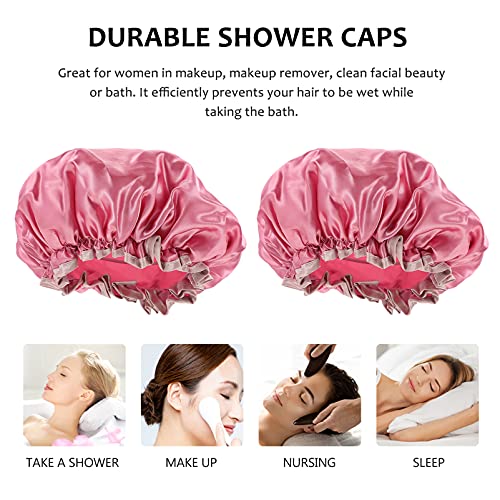 SUPVOX Kız Şapka Duş Başlığı 3 adet Elastik Bant banyo başlığı Çift katmanlı Banyo Kapakları Banyo Kullanımlık duş