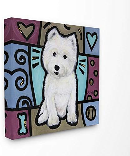 Stupell Sanayi Mor Mavi Beyaz Terrier Köpek Pet Boyama, Tasarım Sanatçı Eric Waugh Duvar Sanatı, 17x1. 5x17, Tuval