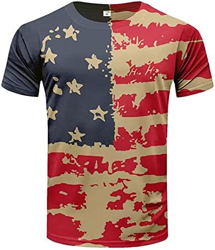 UBST Asker Kısa Kollu Gömlek Erkekler için, Amerikan bayrağı T-shirt Retro Vatansever Bluz Kas Egzersiz Atletizm