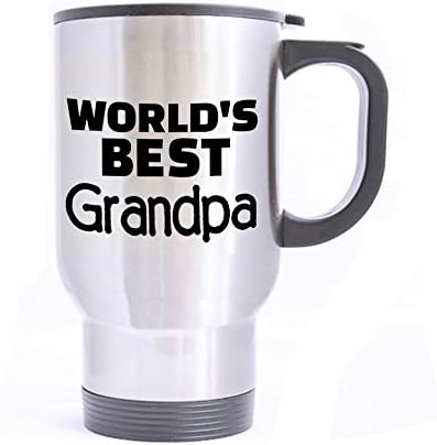 Artsbaba Seyahat Kupa dünyanın En İyi Büyükbaba Paslanmaz Çelik kulplu kupa Seyahat Kahve / Çay / su kupası, gümüş