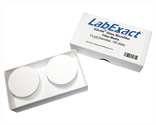 LabExact 1200028 Sınıf 934AH Cam Mikrofiber Filtre, Bağlayıcısız Borosilikat Cam, 1.5 µm, 3.5 cm (100'lü paket)
