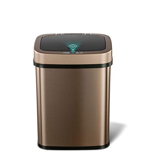 SXDS Akıllı sensörlü çöp kovası Can Paslanmaz Çelik Kare çöp kutusu çöp tenekesi Ofis çöp kutusu Altın 12L (Renk