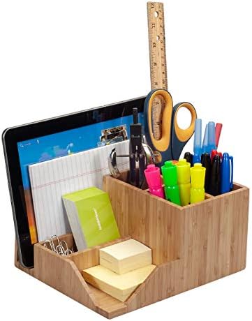 MobileVision Bambu Çok Fonksiyonlu masa üstü Organiser; Bloknotlar, dosya klasörleri, ataçlar, kartvizitler, kalemler